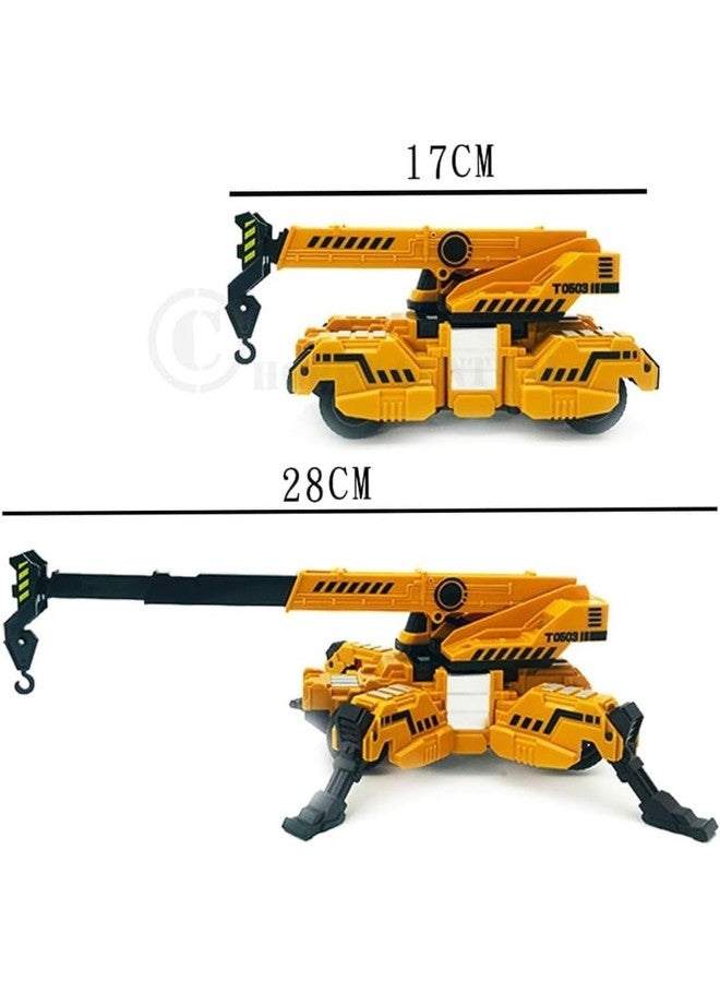 Meghasky Construction Crane Robot Transformer Toy, Yellow and Black, Friction Powered with 360 Degree Rotating Arm, Working Hook and Cable, Retractable Stabilizer Legs, Rolling Wheels, Durable Plastic - Image 3